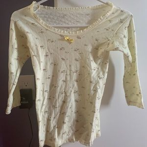 Lace trim bow floral top